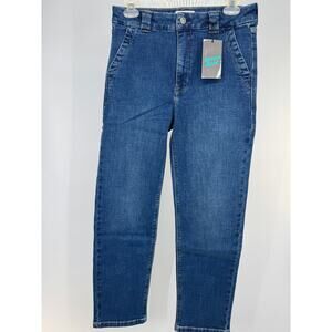 Studio Blue Womens Denim Stretch High Rise Straight Jeans Size 27 Blue NWT